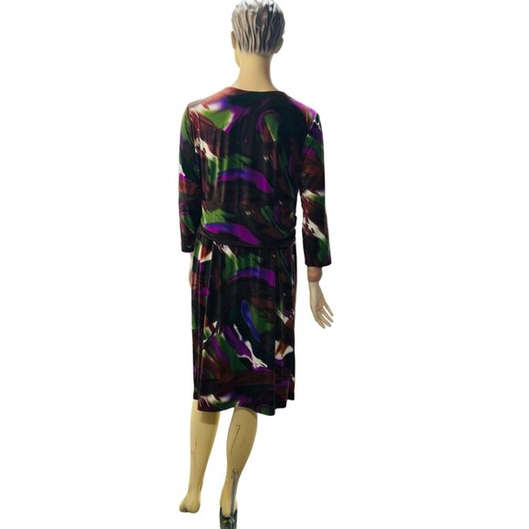 MONROE & MAIN Women's Wrap Dress Abstract Print Multicolor Poly Stretch Size 18W - Picture 4 of 12
